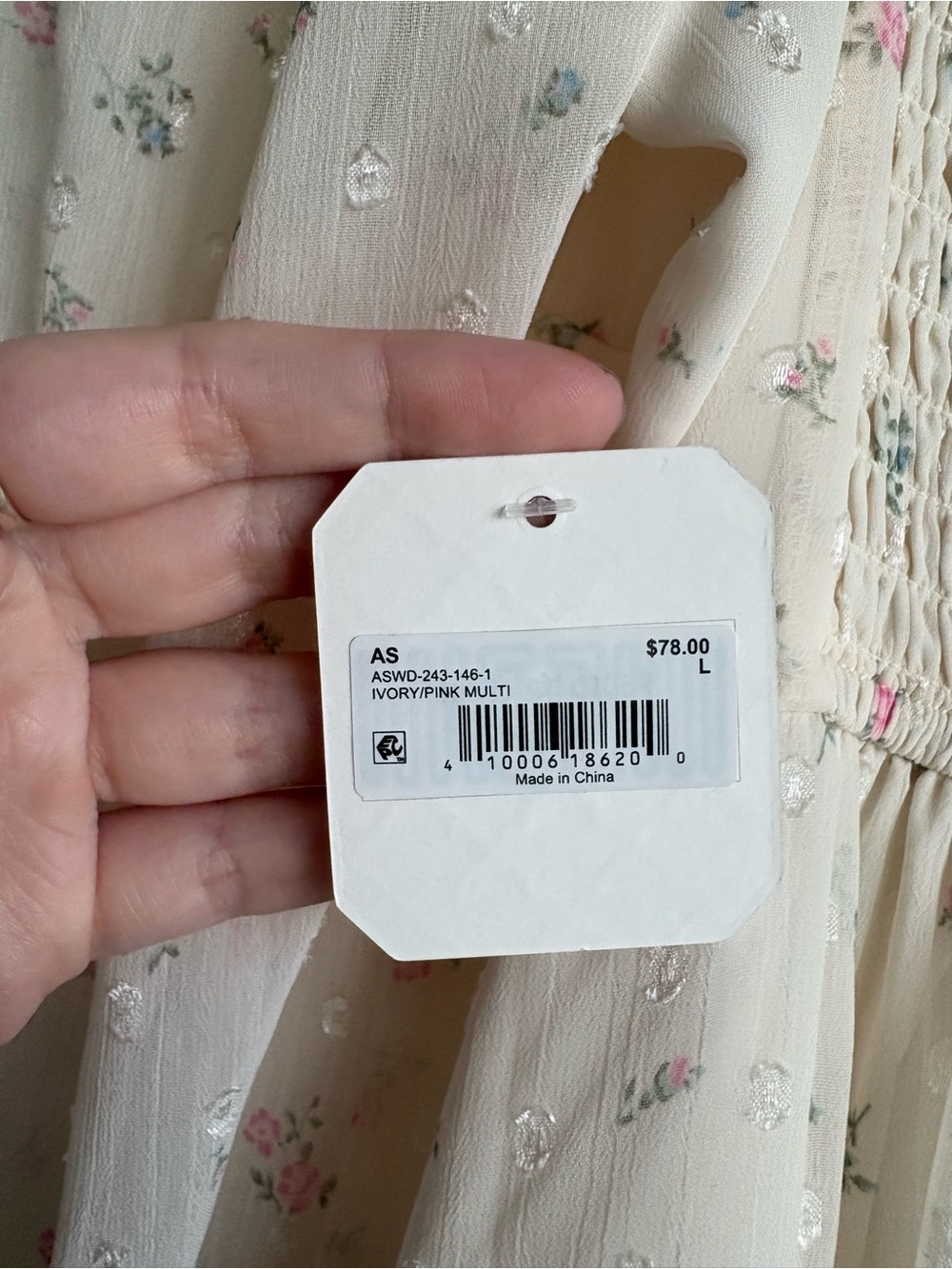 Altar'd State Cream Mini Dress with Pink Floral Print - Picture 8 of 8